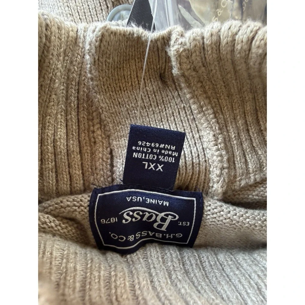 G.H. Bass Sweater XXL Tan Button Front Cotton Blend Casual Knit - Picture 5 of 6